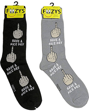 FOOZYS MENS 2 Pair MIDDLE FINGER Socks - Novelty Socks for Less