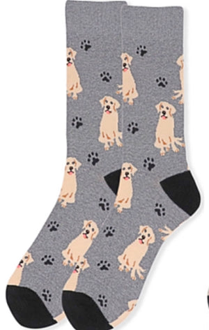 PARQUET BRAND MEN’S GOLDEN RETRIEVER DOG SOCKS (CHOOSE COLOR) - Novelty Socks for Less