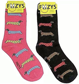 FOOZYS LADIES 2 Pair DACHSHUNDS in Sweaters - Novelty Socks for Less
