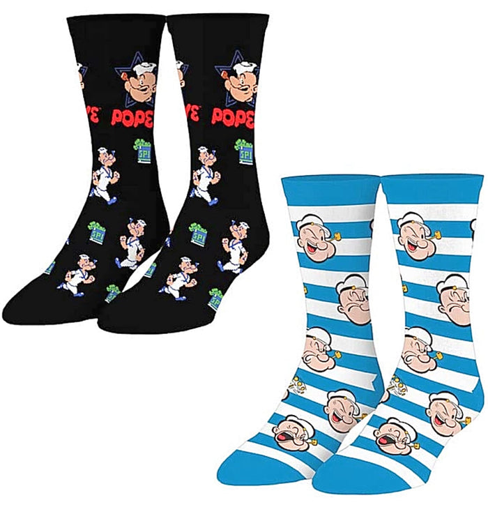 POPEYE THE SAILOR UNISEX 2 PAIR OF SOCKS With SPINACH CANS ODD SOX Brand