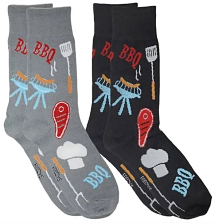 FOOZYS Brand Men’s 2 Pair Of BARBECUE Socks BBQ