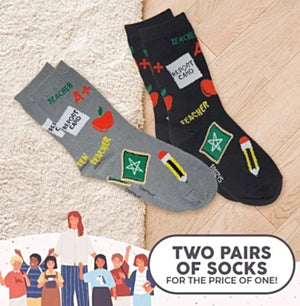 FOOZYS Ladies 2 Pair SCHOOL TEACHER Socks - Novelty Socks for Less