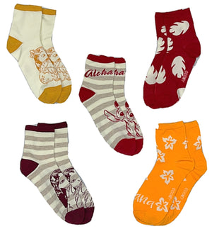 DISNEY LADIES LILO & STITCH THANKSGIVING HARVEST 5 Pair Of Capri Socks - Novelty Socks for Less