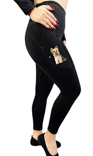 URBAN ATHLETICS Ladies YORKIE High Rise Leggings With Pockets E&S Pets - Novelty Socks for Less