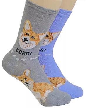 FOOZYS BRAND Ladies 2 Pair CORGI DOG Socks - Novelty Socks for Less