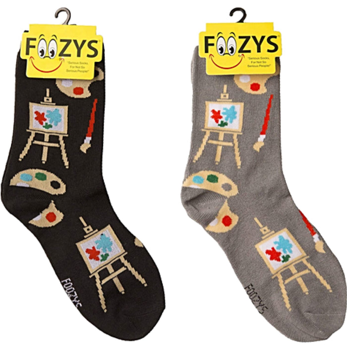 FOOZYS Brand Ladies 2 Pair Of ARTIST With EASEL & PAINT Socks