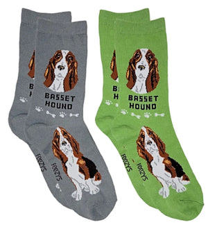 FOOZYS BRAND LADIES 2 PAIR BASSET HOUND DOG SOCKS - Novelty Socks for Less