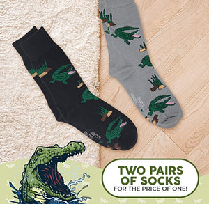 FOOZYS Brand Men’s 2 Pair ALLIGATOR/CROCODILE Socks - Novelty Socks for Less