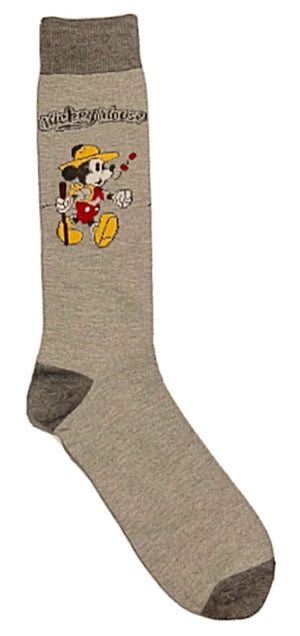 DISNEY MEN’S MICKEY MOUSE Socks MICKEY HIKING With WALKING STICK - Novelty Socks for Less