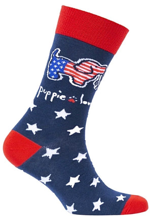 PUPPIE LOVE BY SOCKS N SOCKS Brand Youth Crew Socks USA PUP - Novelty Socks for Less