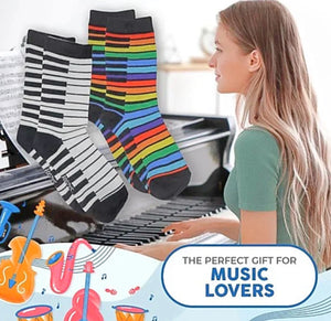 FOOZYS Brand Ladies PIANO KEYS 2 Pair Of Socks - Novelty Socks for Less