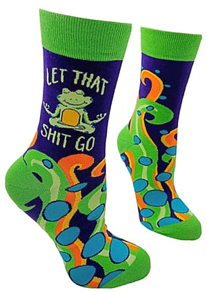 FABDAZ Brand Ladies FROG Socks ‘LET THAT SHIT GO’ - Novelty Socks for Less