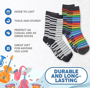 FOOZYS Brand Ladies PIANO KEYS 2 Pair Of Socks - Novelty Socks for Less