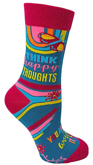 FABDAZ BRAND LADIES 'THINK HAPPY THOUGHTS YOU ARE WORTH IT’ SOCKS - Novelty Socks for Less