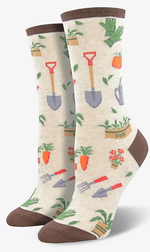 SOCKSMITH Brand Ladies HERB GARDEN Socks PLANTS, PUMPKINS, GARDENING TOOLS - Novelty Socks for Less