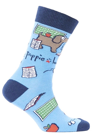 PUPPIE LOVE BY SOCKS N SOCKS Brand Adult Crew TEACHER PUP - Novelty Socks for Less
