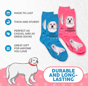 FOOZYS BRAND LADIES 2 PAIR GREAT PYRENEES Dog Socks - Novelty Socks for Less