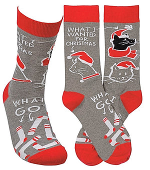 PRIMITIVES BY KATHY UNISEX WITH CAT ‘WHAT I WANTED FOR CHRISTMAS’ - Novelty Socks for Less