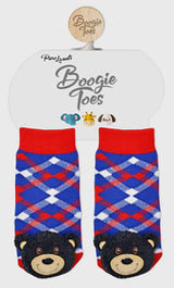 BOOGIE TOES Baby Unisex TEDDY BEAR Rattle GRIPPER BOTTOM Socks By PIERO LIVENTI - Novelty Socks for Less