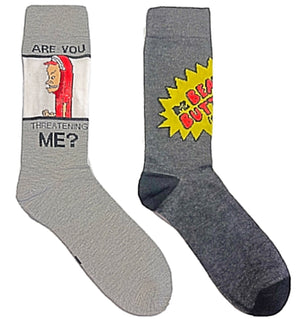 BEAVIS & BUTT-HEAD Men’s 2 Pair Of Socks ‘ARE YOU THREATENING ME?’ - Novelty Socks for Less