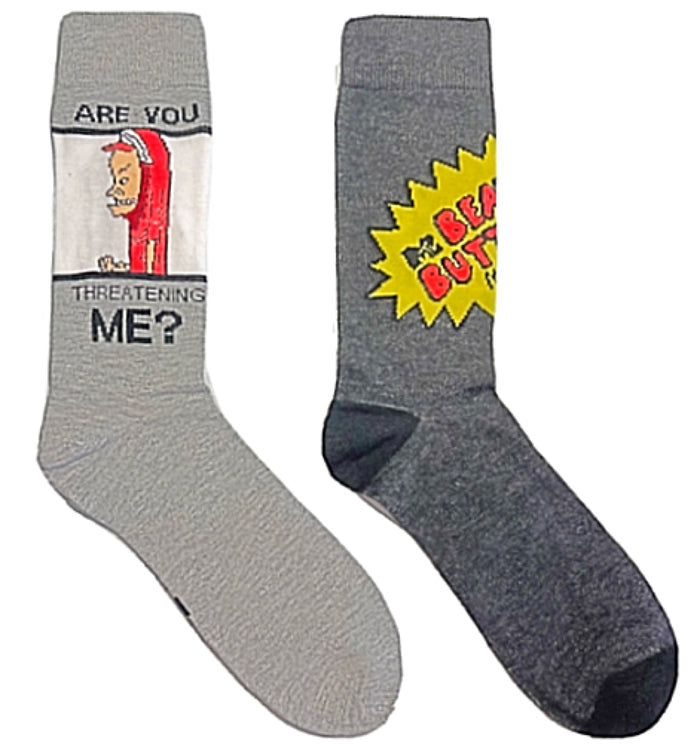 BEAVIS & BUTT-HEAD Men’s 2 Pair Of Socks ‘ARE YOU THREATENING ME?’