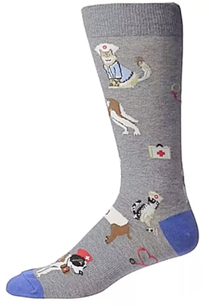 K. BELL Brand Men's VETERINARIAN Socks With DOGS & CATS - Novelty Socks for Less