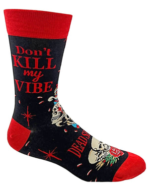 FABDAZ Brand Men’s SKULL Socks ‘DON’T KILL MY VIBE’ ‘DEAD SERIOUS’ - Novelty Socks for Less