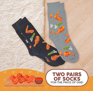 FOOZYS BRAND MEN’S BUFFALO HOT WINGS 2 PAIR SOCKS - Novelty Socks for Less