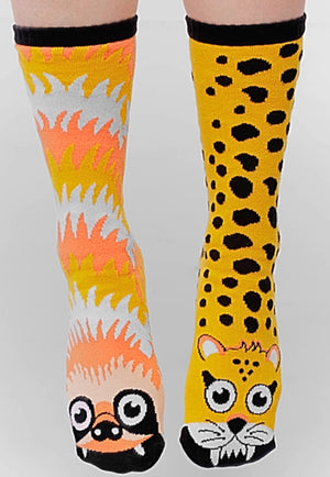 PALS SOCKS Brand Adult Unisex SLOTH & CHEETAH Mismatched Socks - Novelty Socks for Less