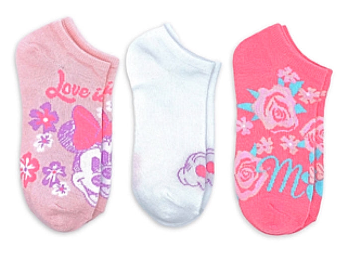 DISNEY MINNIE MOUSE Ladies 3 Pair Of MOTHERS DAY No Show Socks 'LOVE IS MOM'