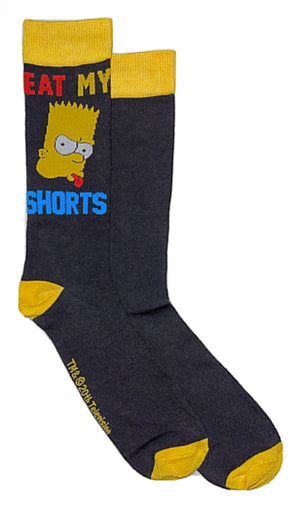 THE SIMPSONS Men’s BART SIMPSON Socks ‘EAT MY SHORTS’ - Novelty Socks for Less
