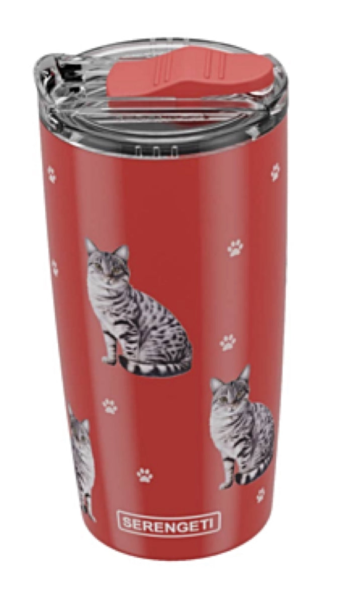 SILVER/GRAY TABBY CAT Serengeti Stainless Steel Ultimate 20 Oz. Hot & Cold Tumbler