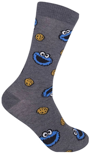 SESAME STREET MEN’S COOKIE MONSTER SOCKS WITH CHOCOLATE CHIP COOKIES - Novelty Socks for Less