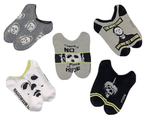 HALLOWEEN II Ladies 5 Pair Of MICHAEL MYERS No Show Socks ‘THERE IS NO PLACE TO HIDE’ - Novelty Socks for Less