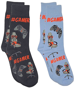 FOOZYS BRAND MEN’S 2 PAair Of GAMER SOCKS '#GAMER' - Novelty Socks for Less