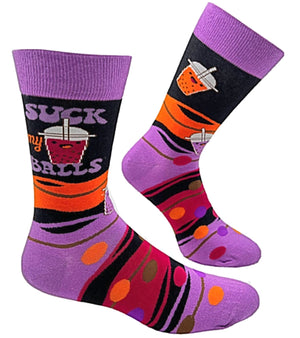 FABDAZ Brand Men’s BUBBLE TEA Socks ‘SUCK MY BALLS’ - Novelty Socks for Less