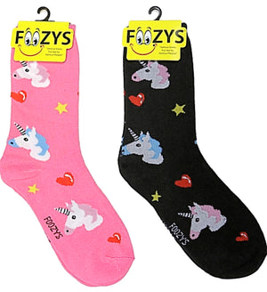 FOOZYS Ladies 2 Pair UNICORNS Socks - Novelty Socks for Less