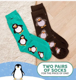 FOOZYS Ladies 2 Pair PENGUINS Socks - Novelty Socks for Less