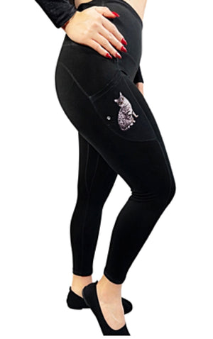 URBAN ATHLETICS Ladies SILVER TABBY CAT High Rise Leggings With Pockets E&S Pets - Novelty Socks for Less