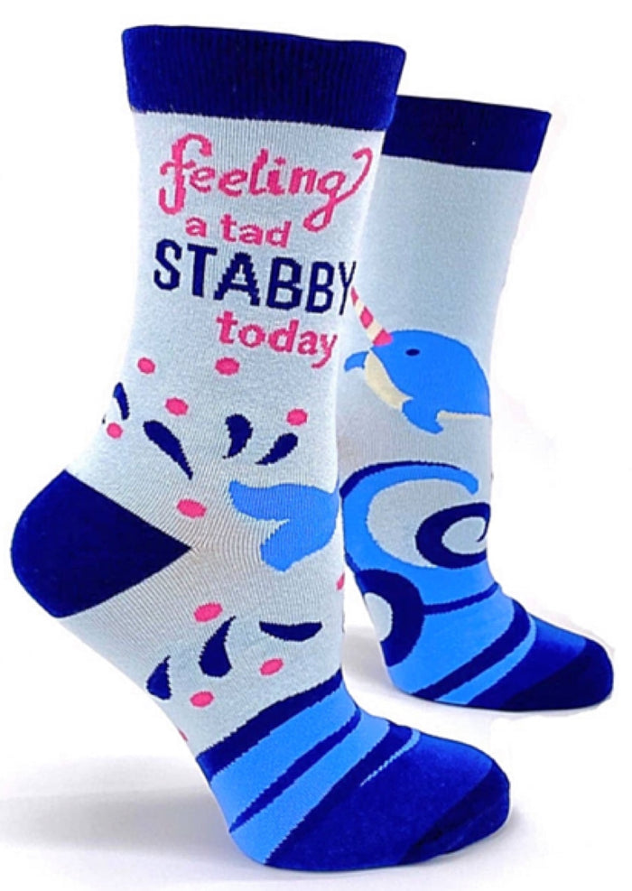 FABDAZ Brand Ladies NARWHAL Socks ‘FEELING A TAD STABBY TODAY’