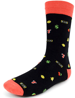 Parquet Brand Men’s CASINO JACKPOT GAMBLING SLOT MACHINE Socks (CHOOSE COLOR) - Novelty Socks for Less