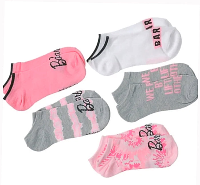 BARBIE Doll Ladies 5 Pair Of No Show Socks ’We Rise By Lifting Others’