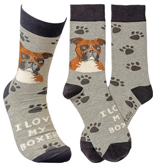 PRIMITIVES BY KATHY Unisex ‘I LOVE MY BOXER’ DOG - Novelty Socks for Less