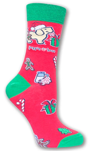 PUPPIE LOVE BY SOCKS N SOCKS BRAND ADULT SANTA PUP SOCKS - Novelty Socks for Less
