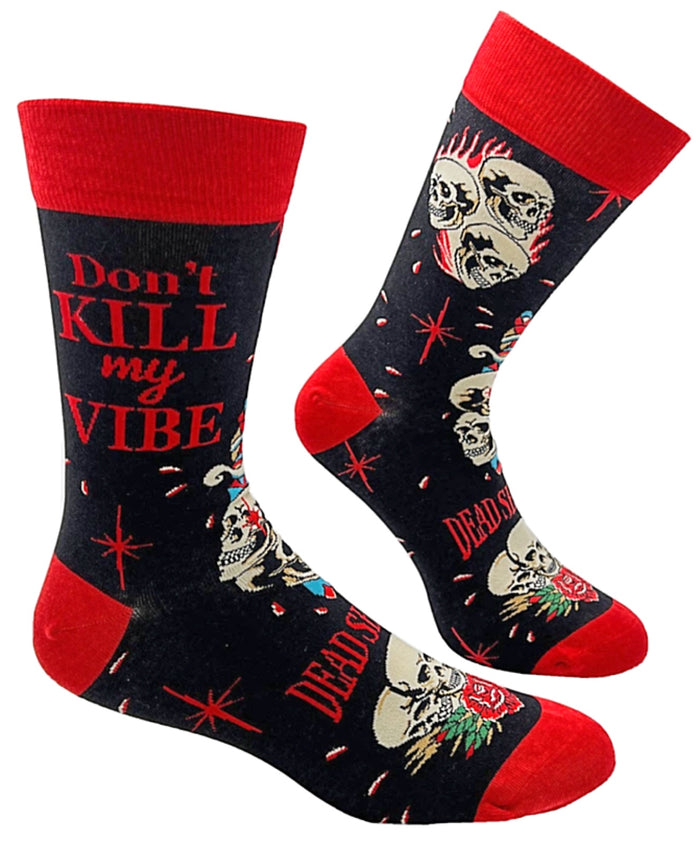 FABDAZ Brand Men’s SKULL Socks ‘DON’T KILL MY VIBE’ ‘DEAD SERIOUS’