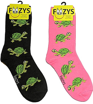 FOOZYS BRAND Ladies 2 Pair TURTLES Socks - Novelty Socks for Less