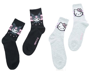 HELLO KITTY LADIES 2 PAIR OF SOCKS WITH KUROMI - Novelty Socks for Less