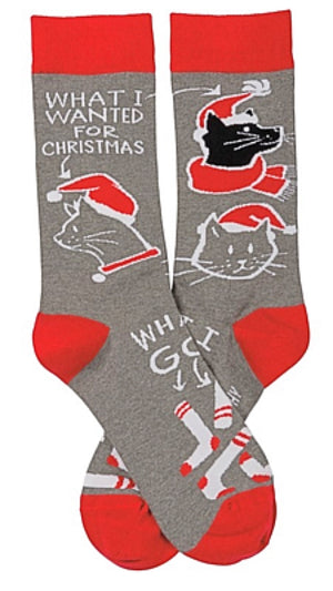 PRIMITIVES BY KATHY UNISEX WITH CAT ‘WHAT I WANTED FOR CHRISTMAS’ - Novelty Socks for Less