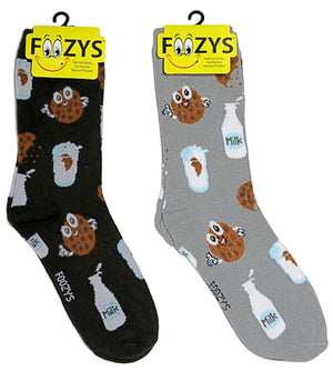 FOOZYS BRAND LADIES 2 PAIR MILK & COOKIES SOCKS - Novelty Socks for Less