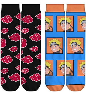 NARUTO SHIPPUDEN Unisex 2 Pair Of Socks AKARSUKI ODD SOX Brand - Novelty Socks for Less